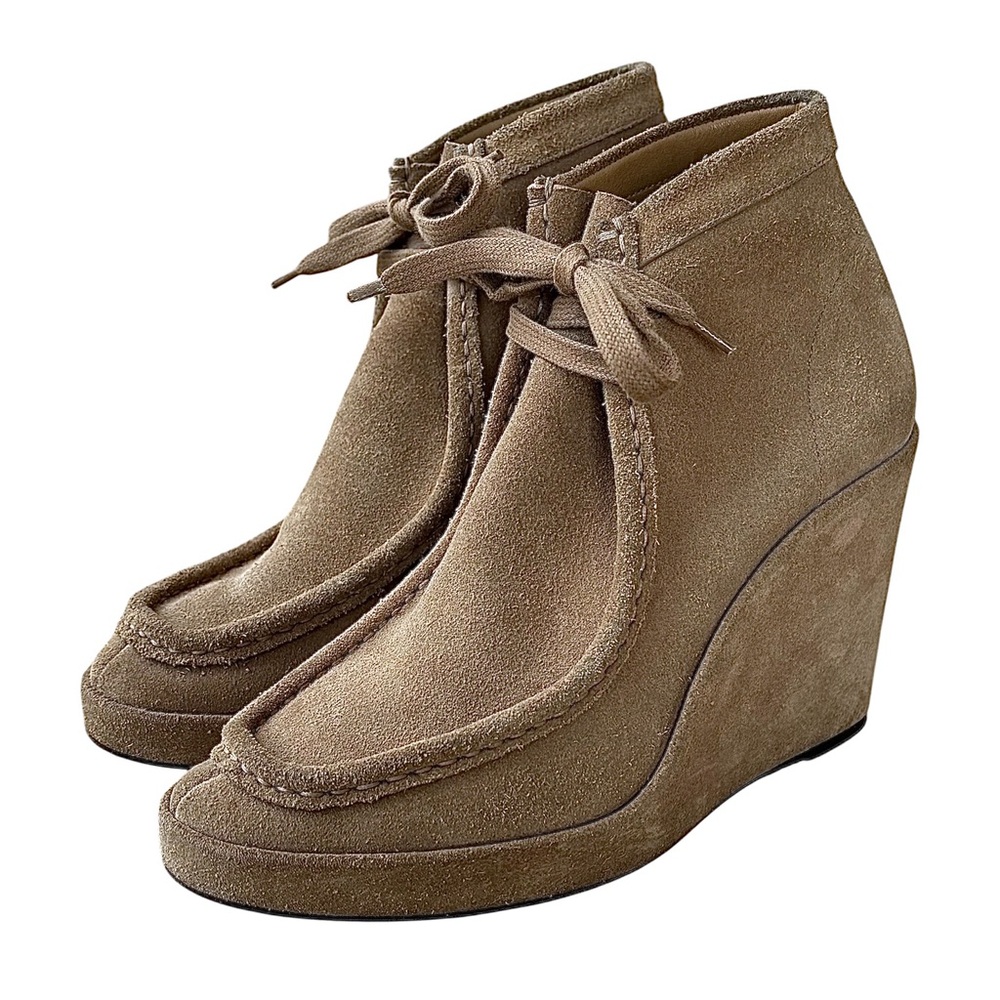 BALENCIAGA Sand Suede Lace Up Wedge Heels - Picture 2 of 14